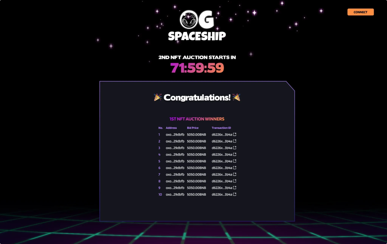 OG Spaceship NFT 옥션 페이지 스크린샷 5